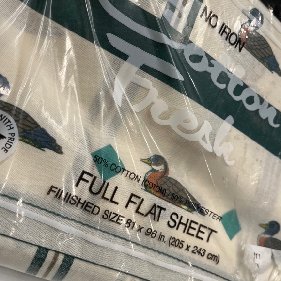 VINTAGE New 1970’s CANNON Duck Full Flat Sheet Cotton Fresh 81”x96” Mallard. - Picture 7 of 12